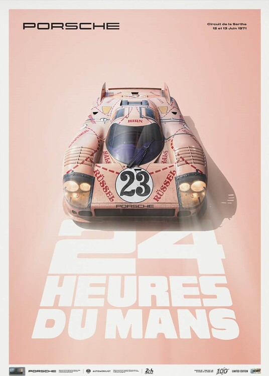 Umjetnički tisak Porsche 917/20 - Pink Pig - 24h Le Mans - 1971 | Limited Poster Re-edition