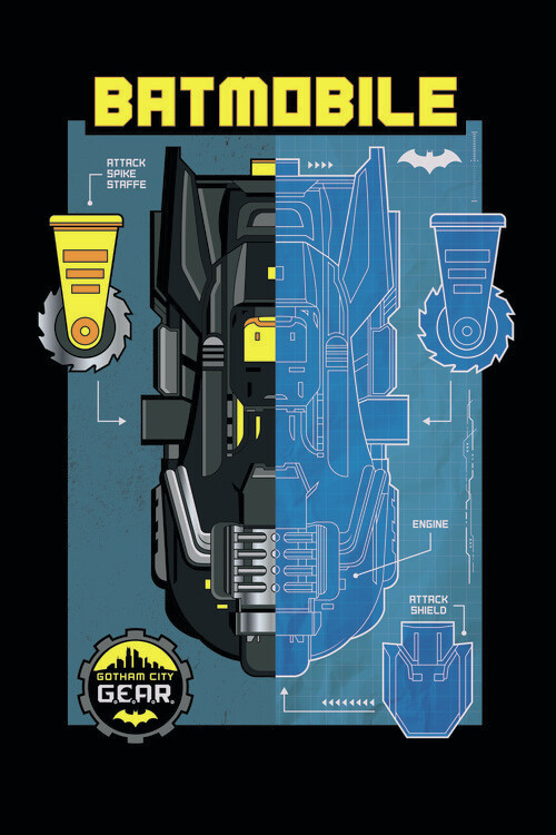 Valokuvatapetti Batman - Batmobile blueprint