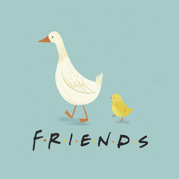 Valokuvatapetti Friends - Chick and duck