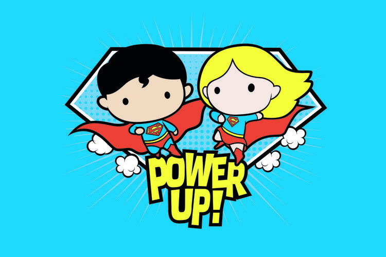 Valokuvatapetti Superman and Supergirl - Chibi