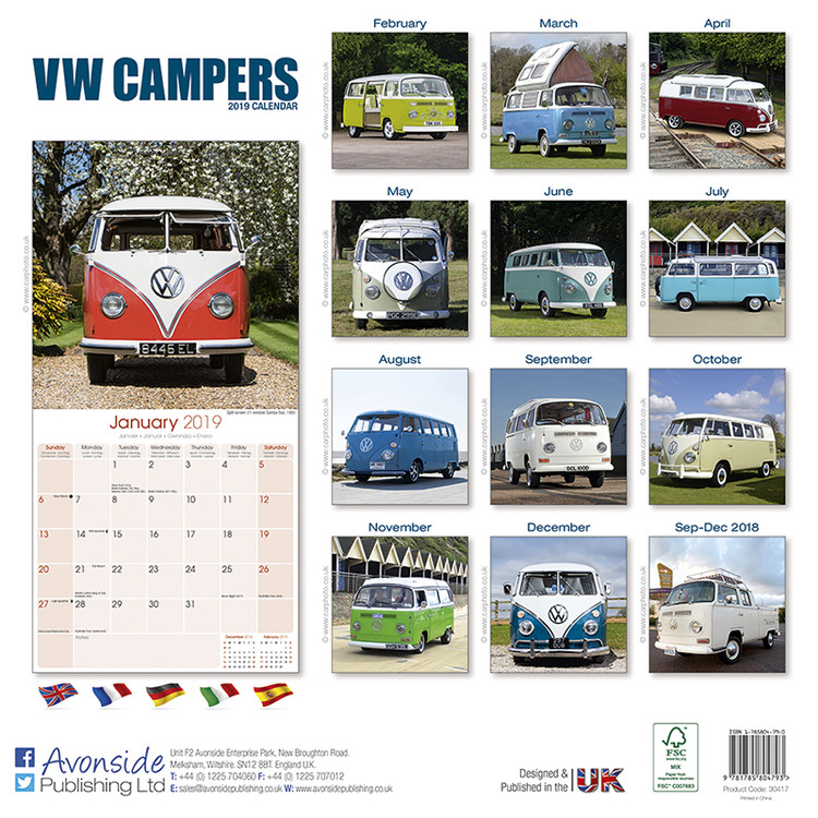 vw camper calendar 2019