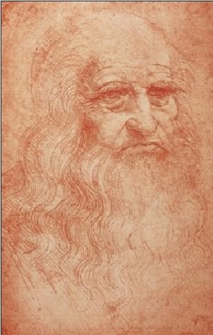 Portrait of a man in red chalk - self-portrait Art Print
