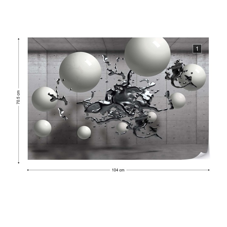 3D Abstract Design Molten Metal Balls Wall Paper Mural | Buy at EuroPosters