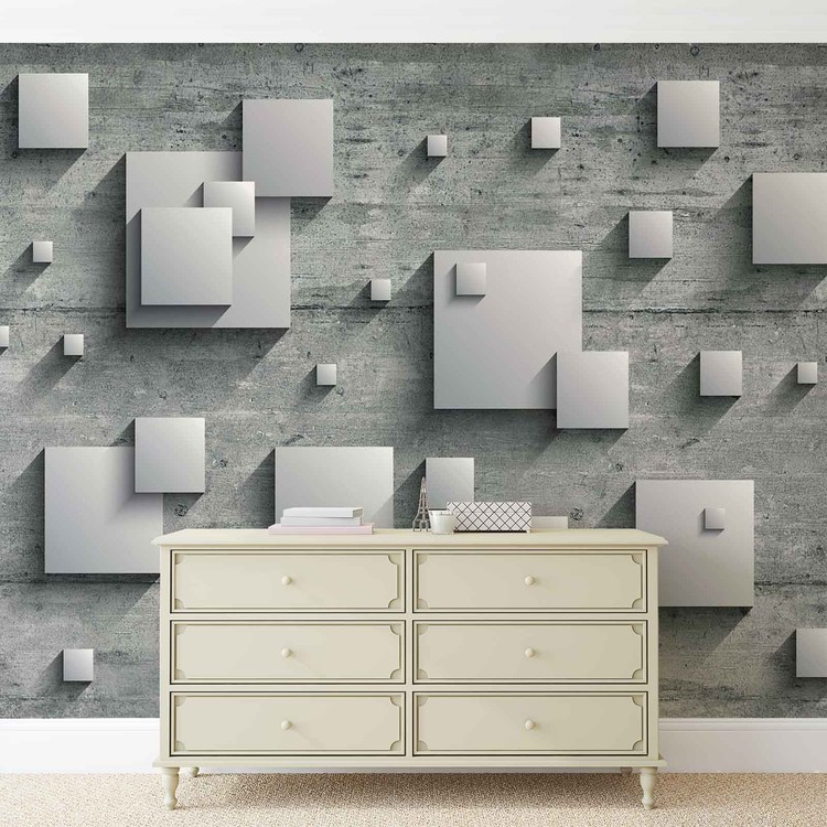 Abstract Modern Grey Silver Wall Paper Mural Buy at EuroPosters