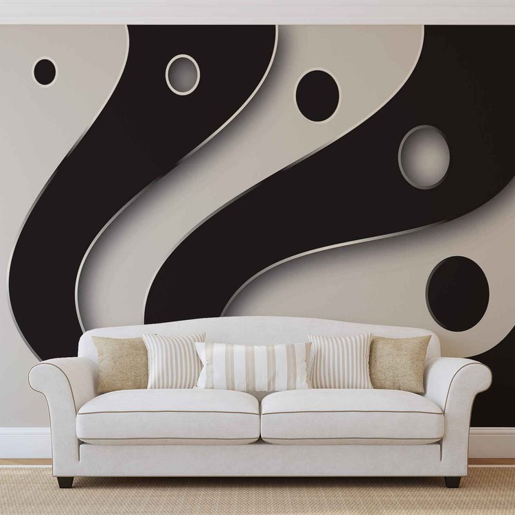 Modern black & white removable wallpaper by Livettes