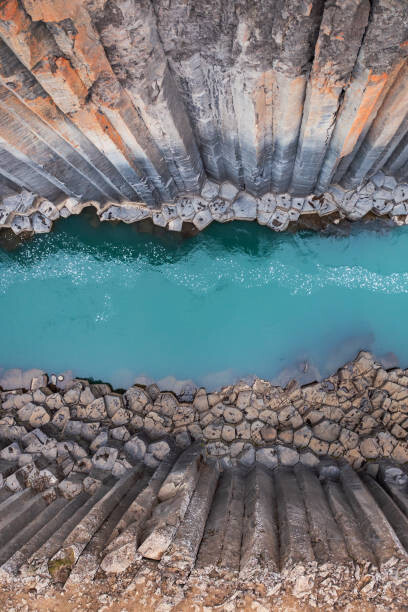 Wall Mural Aerial shot looking down on Stuðlagil