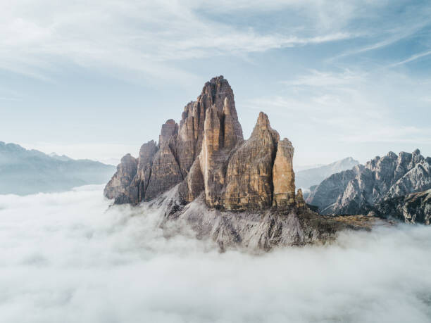 Wall Mural Aerial shot of Tre Cime Di Lavaredo, Italy