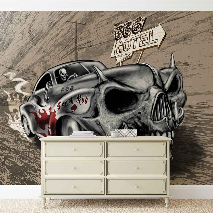 Alchemy Death Hot Rod Car Skull Wall Paper Mural Buy At Europosters