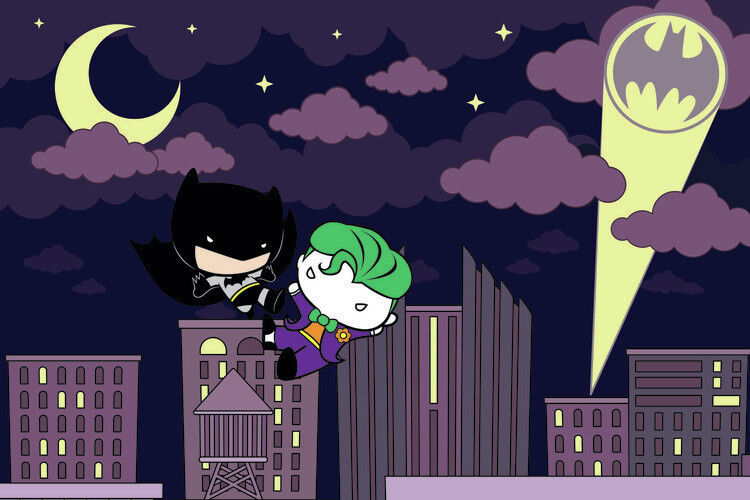 Wallpaper Mural Batman and Joker - Chibi
