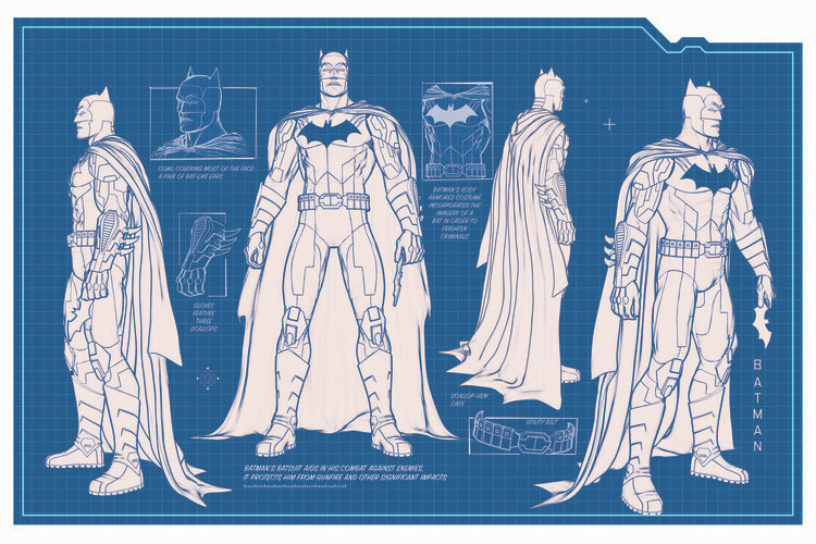 Wallpaper Mural Batman - Batsuit blueprint
