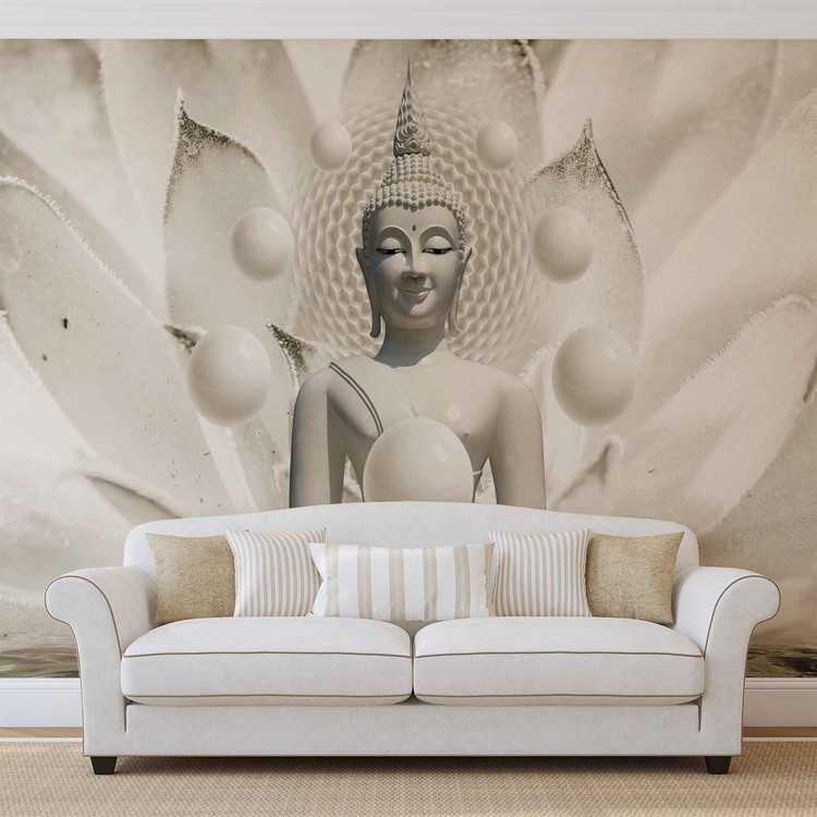 Buddha Zen Spheres Flower 3d Wall Paper Mural Buy At Europosters