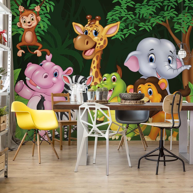 Cartoon Animals Wall Paper Mural Buy At Europosters