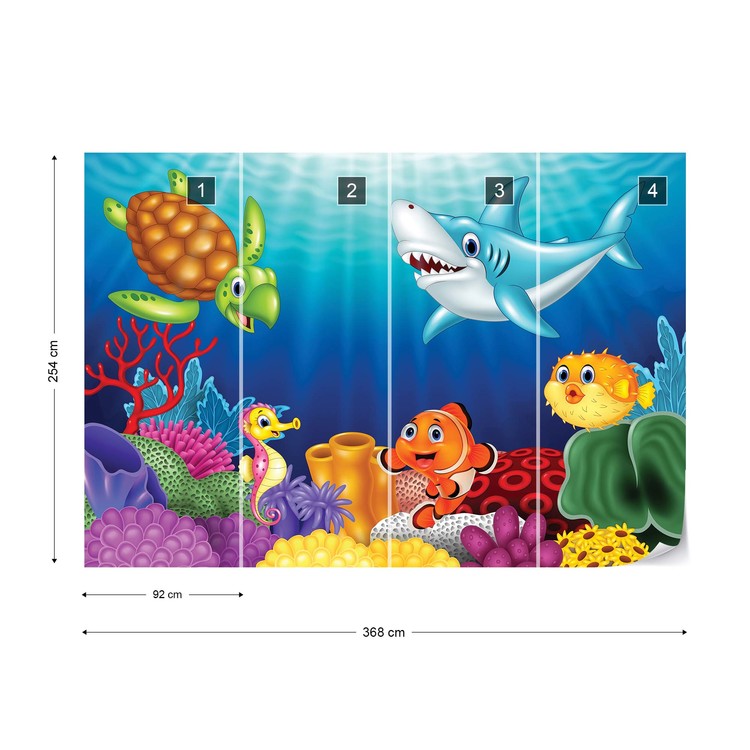 Cartoon Sea Creatures Wall Paper Mural | Buy at EuroPosters