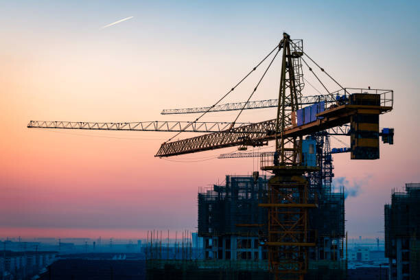 Wall Mural Construction site under sunset