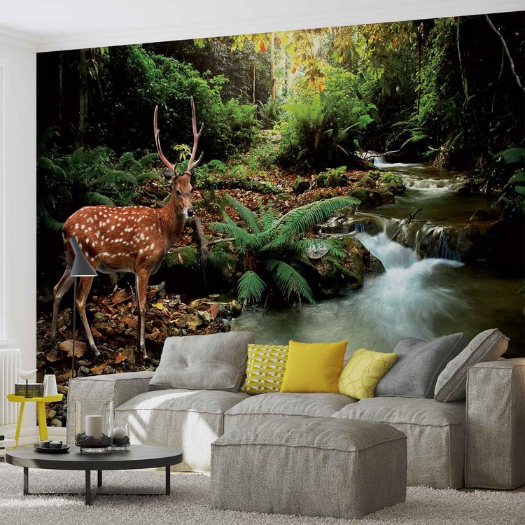 Deer In Forest Wall Paper Mural At Europosters - Deer Wallpaper Mural Deer In Forest Wall Paper Mural At Europosters - Deer Wallpaper Mural