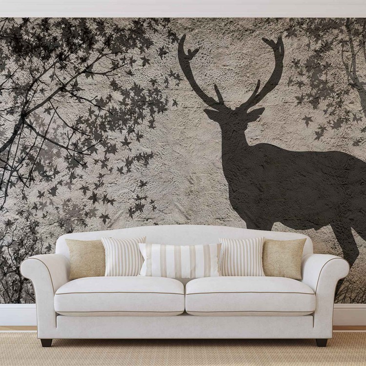 Deer Tree Leaves Wall Paper Mural At Europosters - Deer Wallpaper Mural Deer Tree Leaves Wall Paper Mural At Europosters - Deer Wallpaper Mural