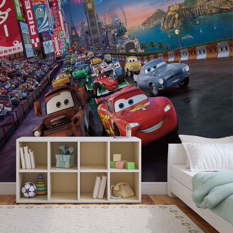 LIGHTNING MCQUEEN Disney CARS 2 wall stickers MURAL 32" PERSONALIZED room decor 