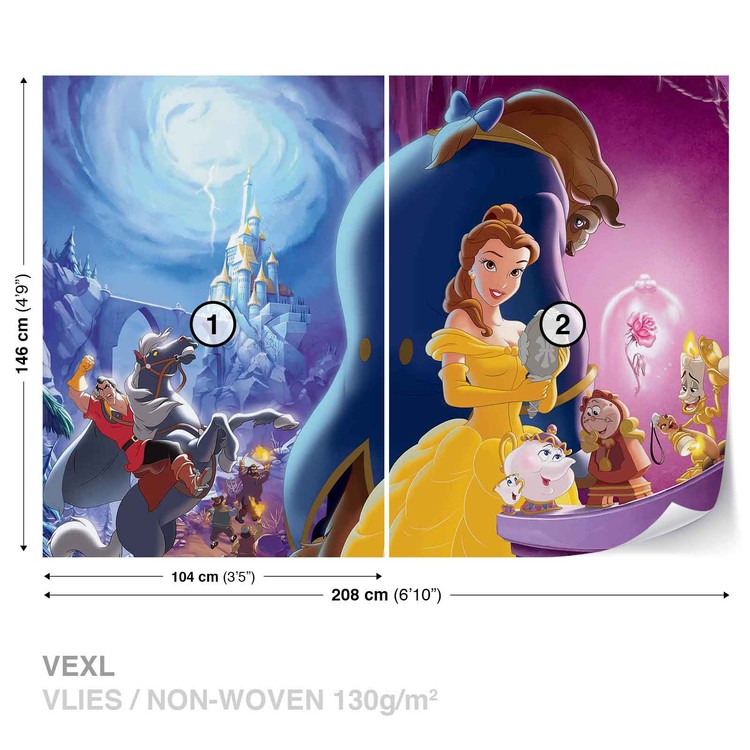 Disney Princesses Belle Beauty Beast Wall Paper Mural Buy At Europosters