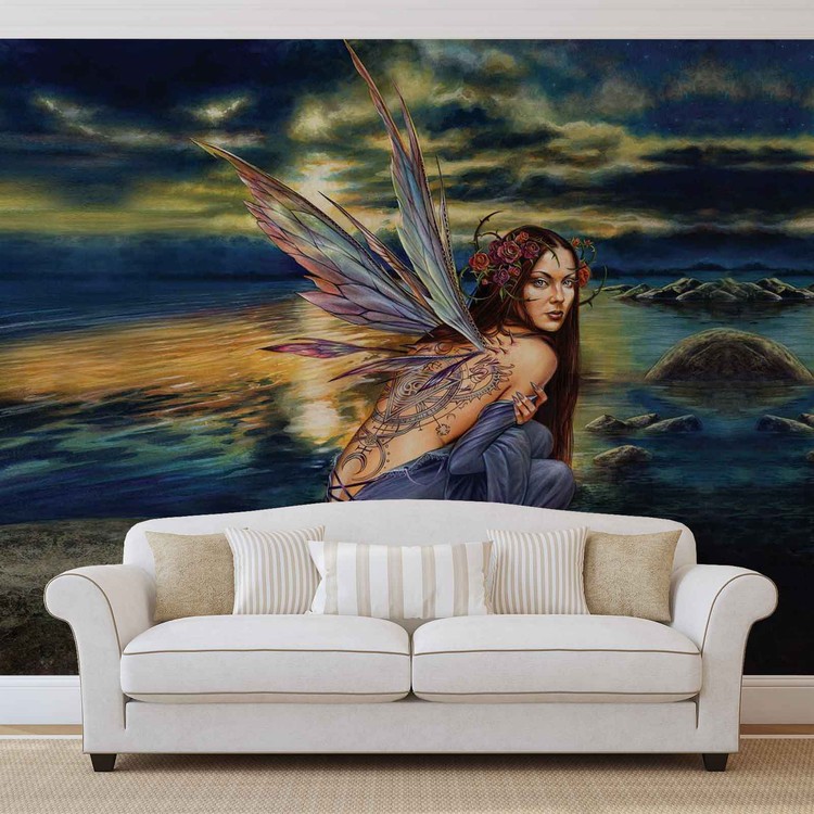Fairy Sea Flowers Wings Wall Paper Mural | Buy at 