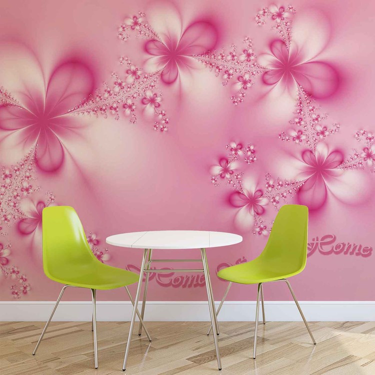 Flowers Home Pink Wallpaper Mural