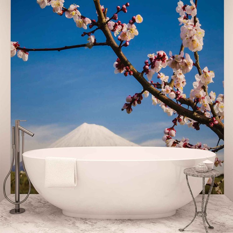 Flowers Mountain Snow Nature Wallpaper Mural