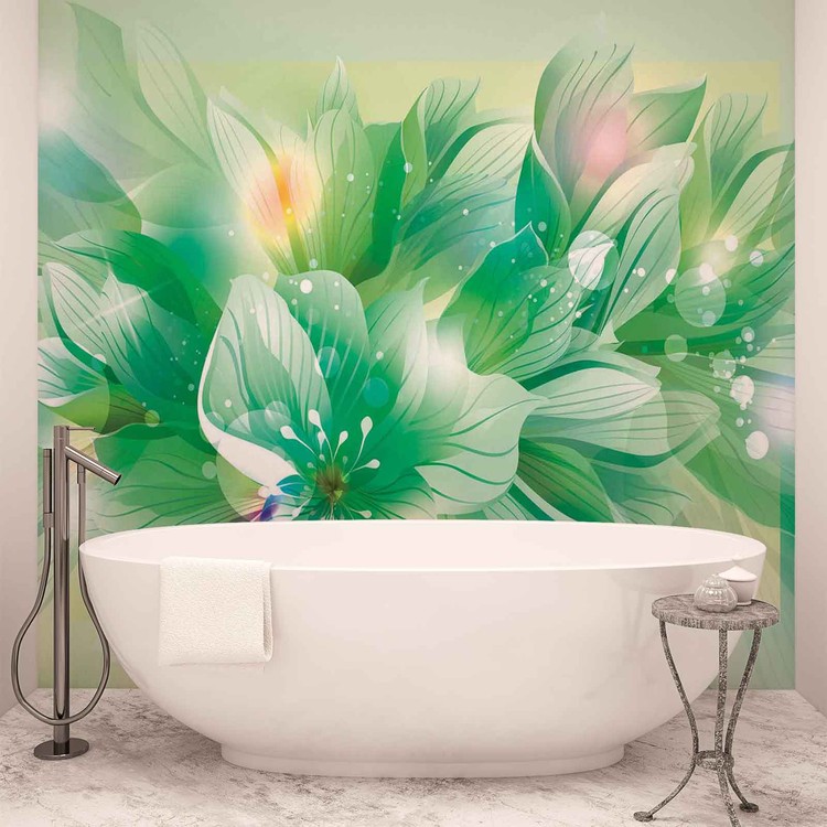 Flowers Nature Green Wallpaper Mural