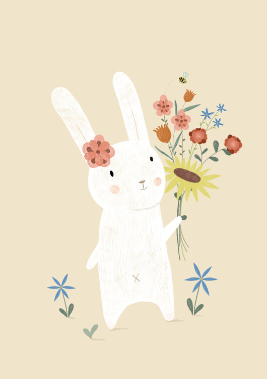 Wallpaper Mural Flowers - Rabbit