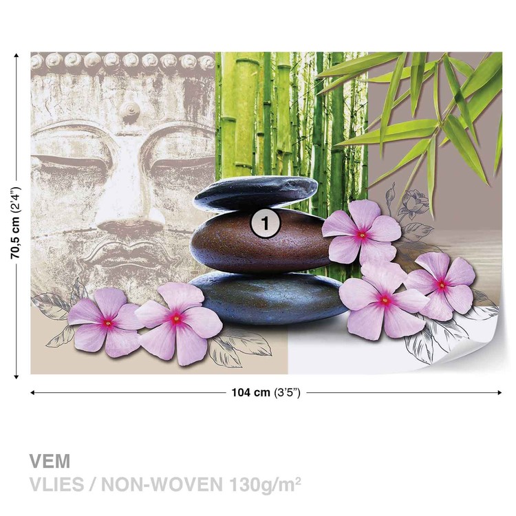 Flowers With Zen Stones Wall Paper Mural Buy At Europosters