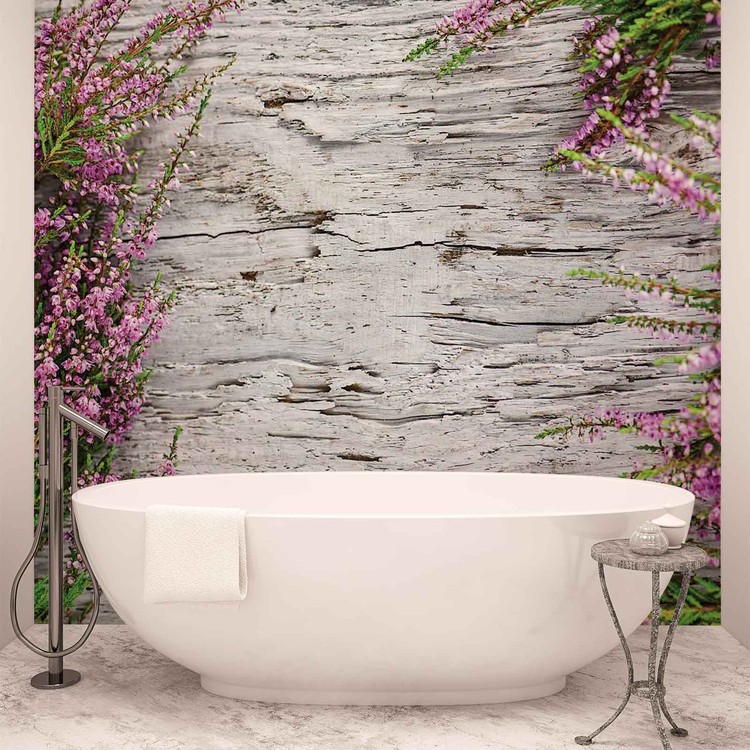 Flowers Wood Wallpaper Mural