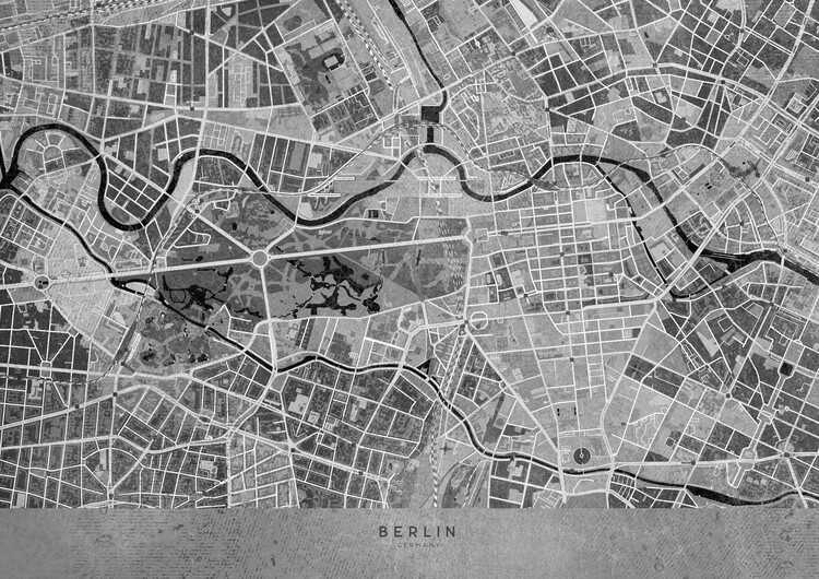 Wallpaper Mural Gray vintage map of Berlin