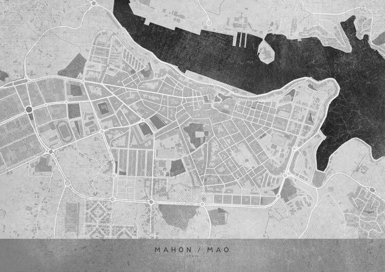 Wallpaper Mural Gray vintage map of Mahon