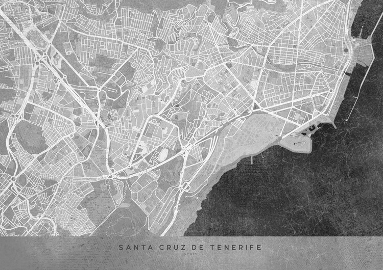 Wallpaper Mural Gray vintage map of Santa Cruz de Tenerife