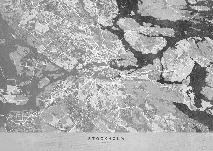 Wallpaper Mural Gray vintage map of Stockholm