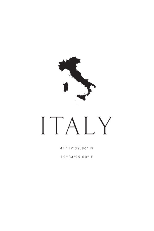 Wallpaper Mural Italy map and coordinates