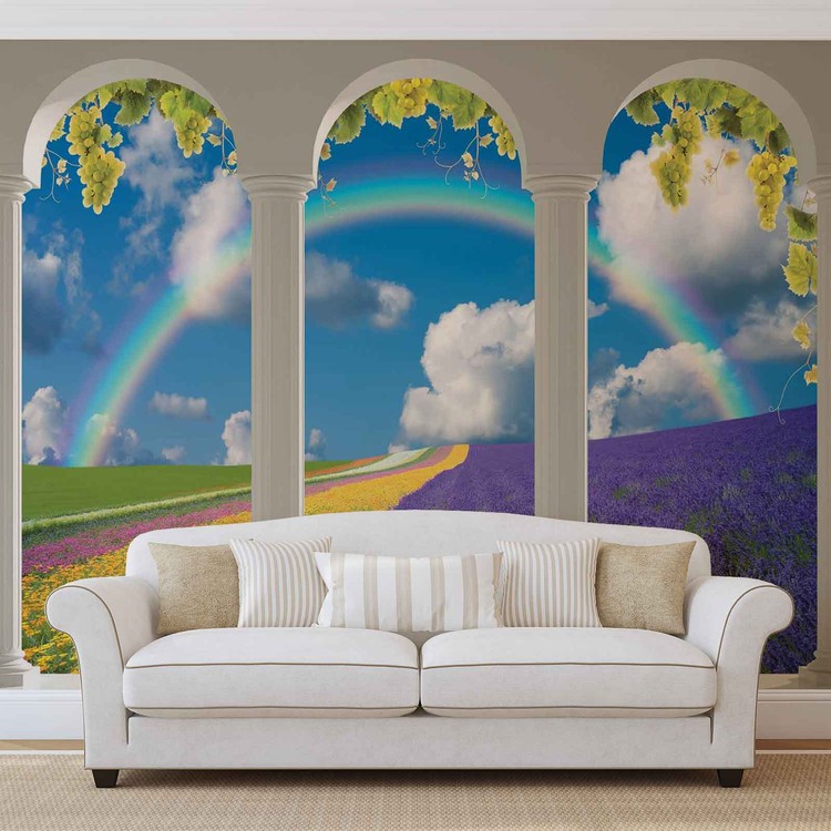 Lavendar Field Nature Arches Wallpaper Mural