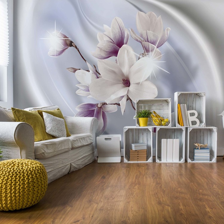 Spring Flowers Wallpaper Mural | Pastel Pink Room Accessories UK