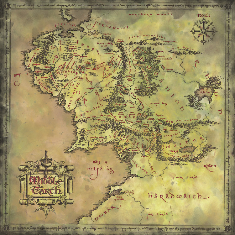 Wallpaper Mural Map of Middle-Earth
