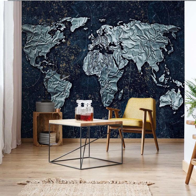 Modern 3D World Map Wall Paper Mural | Buy at EuroPosters