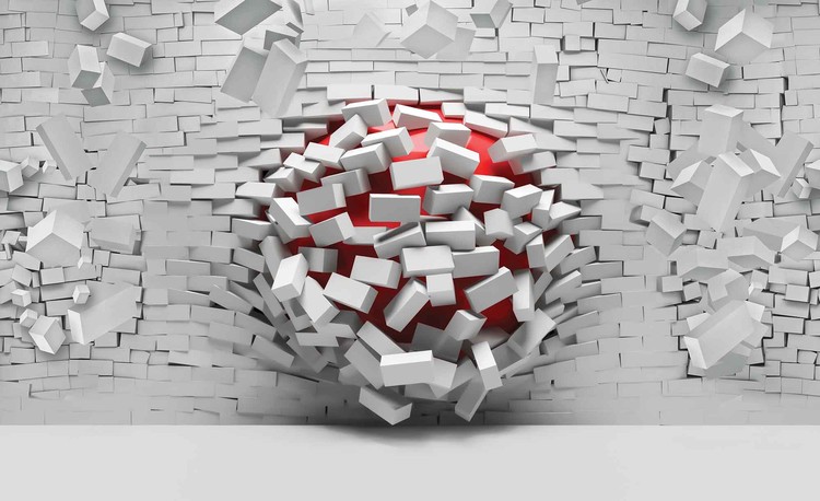 Modern Abstract Brick Wall Wallpaper Mural