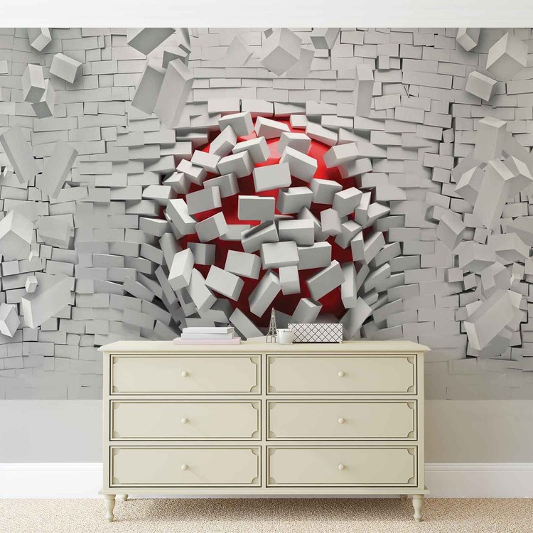 Modern Abstract Brick Wall Wallpaper Mural