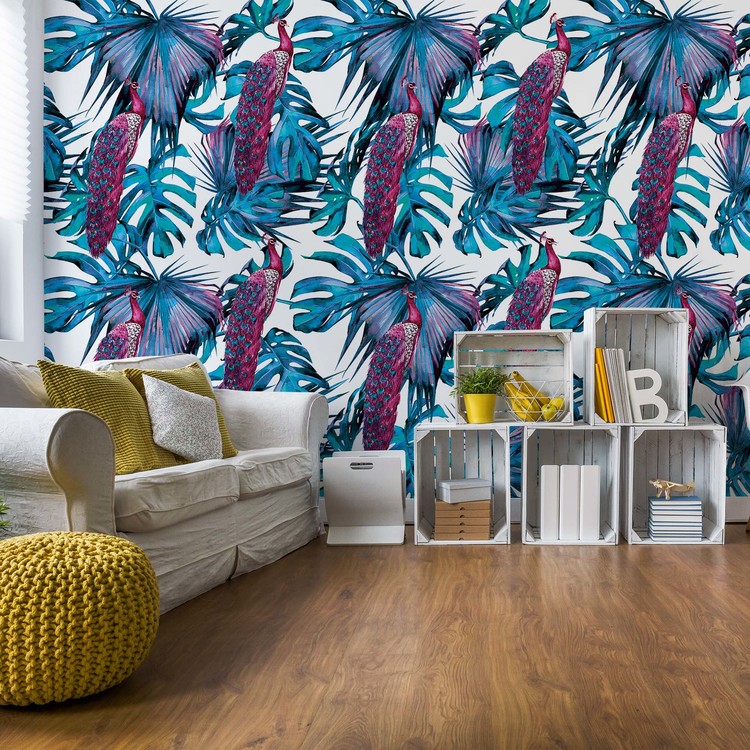 Modern Tropical Pattern Wallpaper Mural