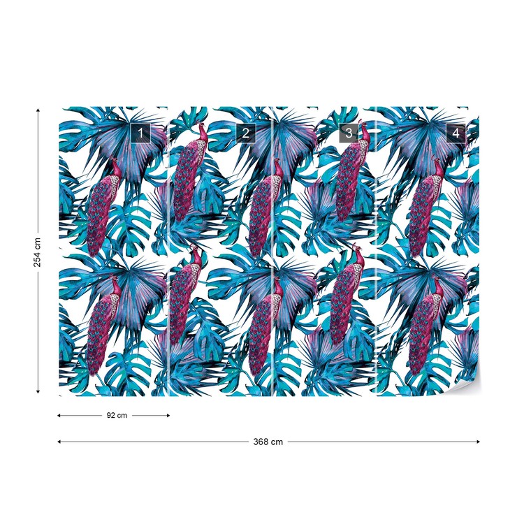 Modern Tropical Pattern Wallpaper Mural