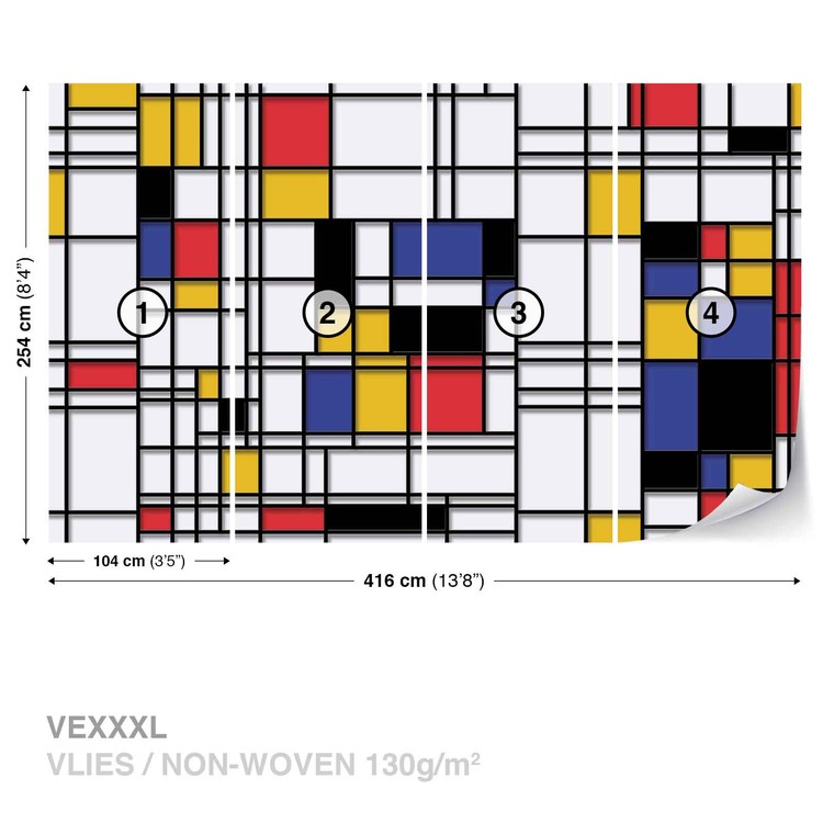 Mondrian Modern Art Wall Paper Mural Buy At Abposters Com