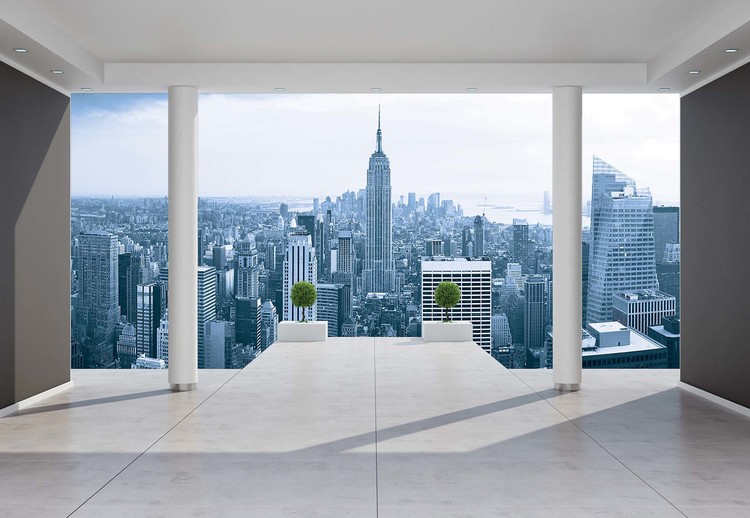 New York City Skyline 3d Penthouse View Wall Paper Mural Buy At Europosters