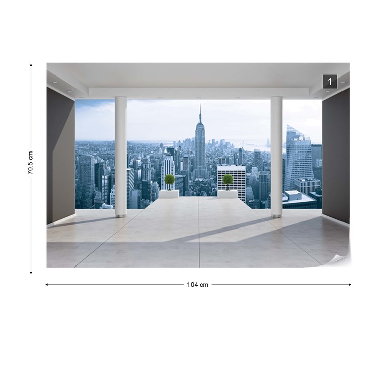 New York City Skyline 3d Penthouse View Wall Paper Mural Buy At Abposters Com
