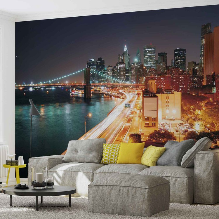 New York City Skyline Night Wall Paper Mural Buy at EuroPosters