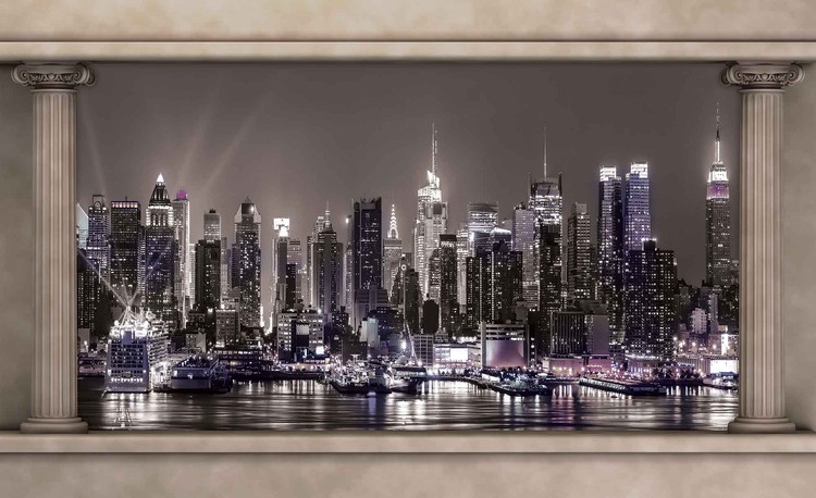 New York City Skyline Window View Wall Paper Mural Buy At Abposters Com