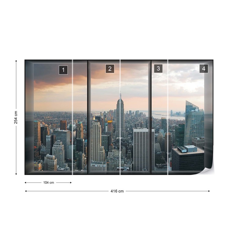 New York Skyline Window View Wall Paper Mural Buy At Europosters