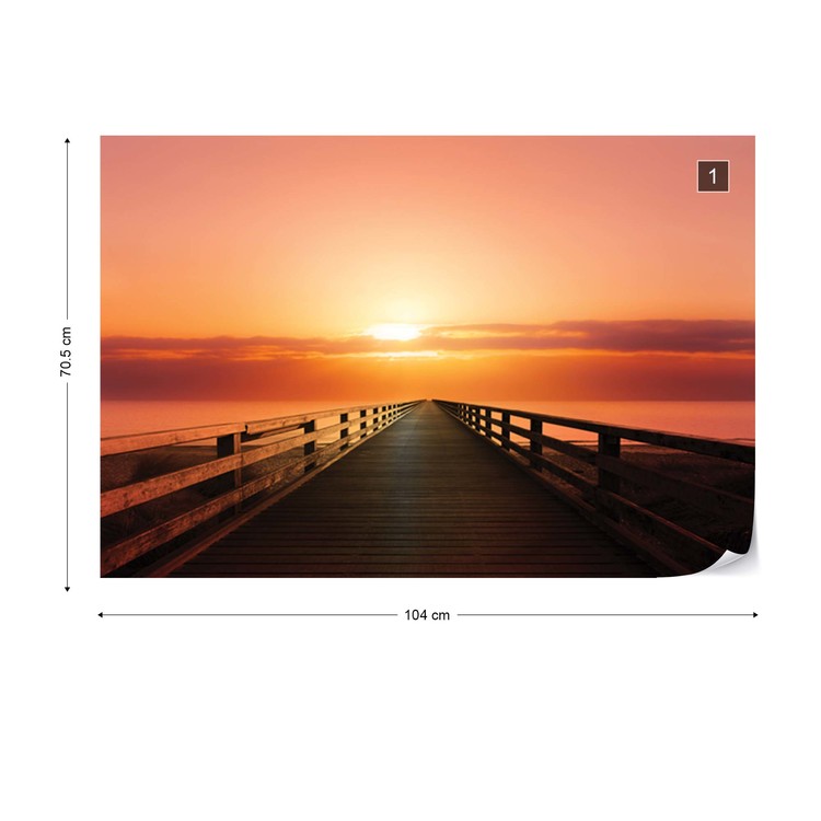 Jetty Sky Sea Sunset At Rocky Ocean Wall Mural Photo Wallpaper Giant Wall Decor