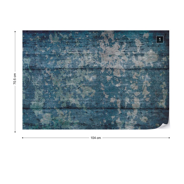 Painted Wood Texture Blue Wallpaper Mural